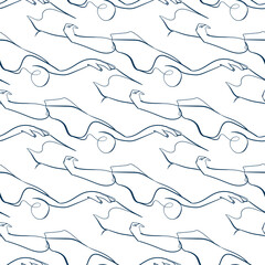 female body vector stained glass style seamless art line pattern