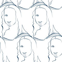 mona lisa vector stained glass style seamless art line pattern