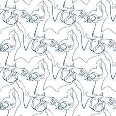 girl hands vector stained glass style seamless art line pattern