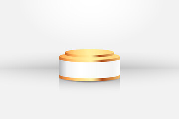 Gold product display stand or podium pedestal on a white background. 3d