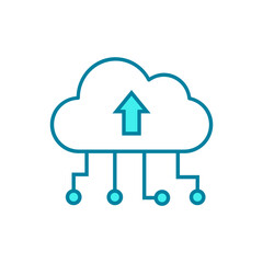 Cloud connections icon. P2P transmission. Online data storage network. Cloud computing concept. Internet of things. Information resources. Digital data mining. Vector illustration, flat, clip art. 