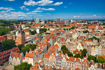 Obraz premium Beautiful architecture of the main city of Gdansk at summer. Poland