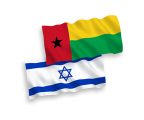 Flags of Republic of Guinea Bissau and Israel on a white background