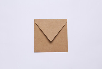 Craft envelopes on white background. Top view
