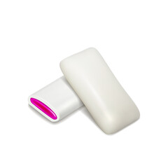 Bubble Gum Pieces With Sweet Tasty Jam Vector. Peppermint Chewy Bubble Gum Stuffed Berry Taste Jelly. Natural Rubber Teeth Care And Cleaning Hygiene Chew Template Realistic 3d Illustration