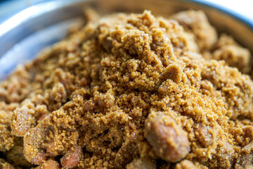Chinese traditional crude brown sugar close-up, sucrose