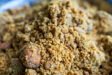 Chinese traditional crude brown sugar close-up, sucrose