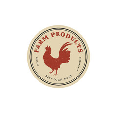 Fototapeta na wymiar Vector design linear template badge or label - farm rooster. Abstract symbol for meat products or butchery.