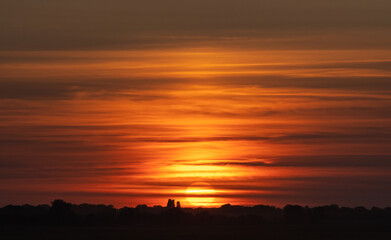 beautiful sunset and dark shadows