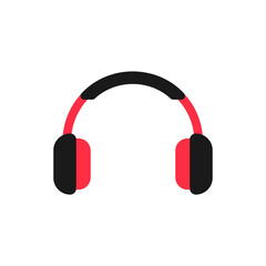 Red headphones Icon isolated on white background