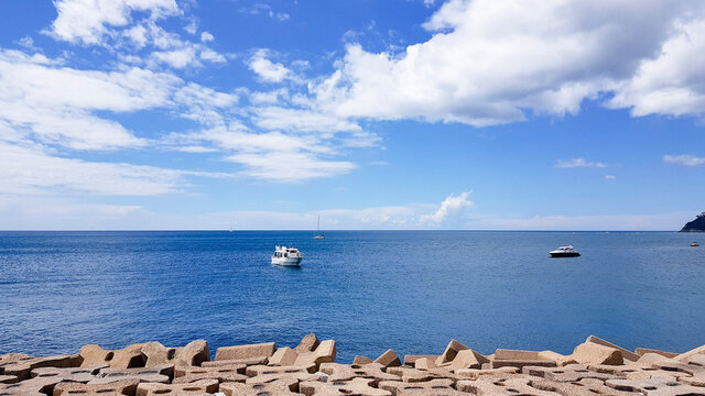 Beautiful view of Amalfi Marina Coppola port in the province of Salerno, the region of Campania, Amalfi Coast, Costiera Amalfitana, Italy
