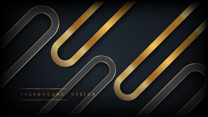 Modern gold and black dimension layers background