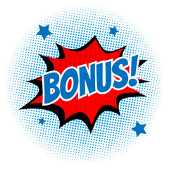 Bonus comic speech bubble on white background