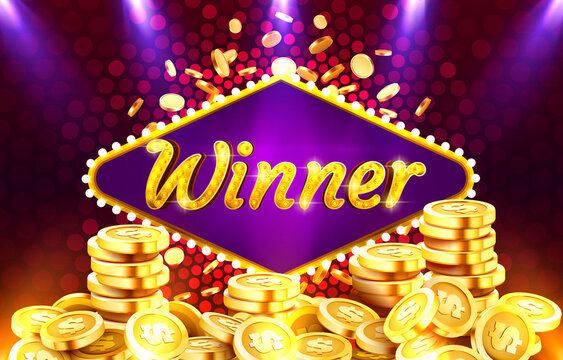 Winner Casino Coin, Cash Machine Play Now. Vector