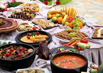 Serbian food, different food on the table