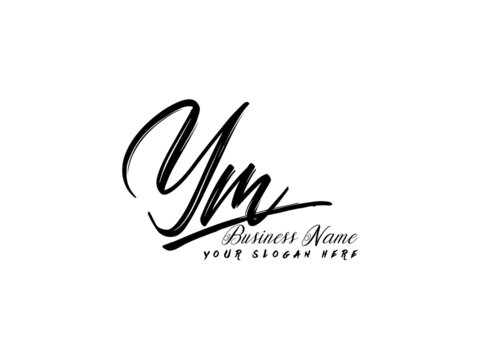 Brush YM Letter Logo, monogram ym logo icon vector for business