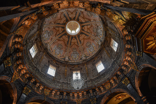 Loyola, Spain - 14 August 2021: Interior views of the Sanctuary of Loyola Basilica, Basque Country, Spain