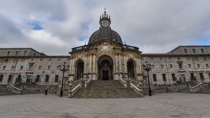 Obraz premium Loyola, Spain - 14 August 2021: Exterior views of the Sanctuary of Loyola Basilica, Basque Country, Spain