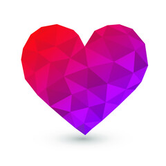 Garnet Heart Red Low Poly Icon Texture. Illustration Design Love Emotion Emoji. Polygon Style Vector Symbol.