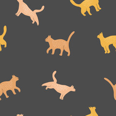 Obraz na płótnie Canvas Seamless patterns. Cats on a dark background for design. Vector illustration