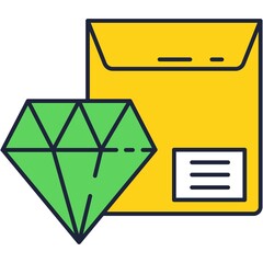 Jewel brilliant gem and pocket parcel vector icon