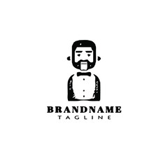barman cartoon logo icon design template black vector cute