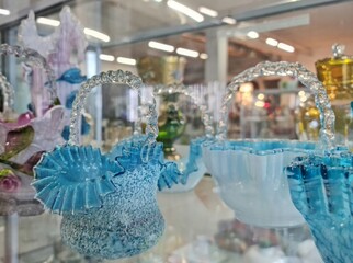 Glass objects Glass vases Glass dishes Colored glass