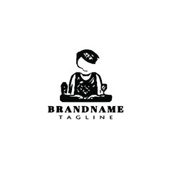 barman cartoon logo icon design template black vector illustration