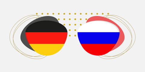 Germany and Russia flags. Russian and German national symbols with abstract background and geometric shapes. Vector illustration.