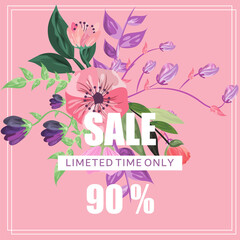  Sale banner, time to shopping, online shopping landing page, E-commerce, vector illustration. Special offer mega sale banner background template. Sale banner template design.