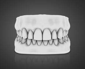 White teeth isolated on black background