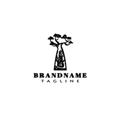 africa tree cartoon logo icon design template black vector illustration