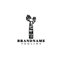 retro africa tree cartoon logo icon design template black vector illustration