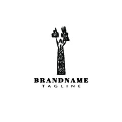 africa tree cartoon logo icon design unique black vector illustration