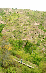 Fototapeta na wymiar Ancient Caves Settlement of Old Khndzoresk, a Village in Syunik Province of Armenia