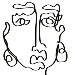 hand drawn line illustration face of a woman