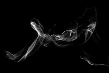 Smoke, clouds in a black background.
