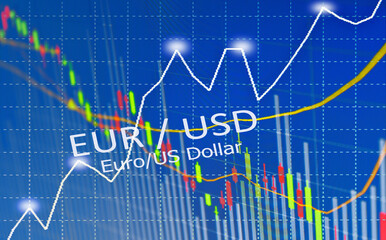Stock exchange chart graph. Finance business background. Abstract stock market diagram candle bars trade