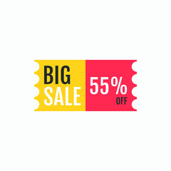 55 Percent Off, Discount Sign, Special offer price signs, Big Sale