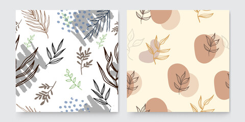 Simple minimal floral leave flower seamless pattern