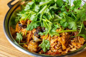 Malaxianguo, a Chinese spicy dish full of herb cilantro.