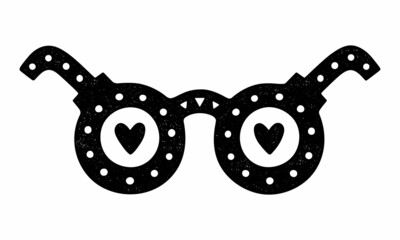 Hand drawn glasses retro print.