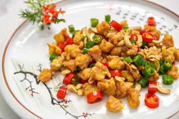 A delicious Chinese dish, deep-fried chicken paw with salt and pepper