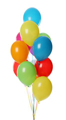 Bunch of colorful balloons on white background