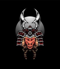 baboon Head samurai Vector Illustration
