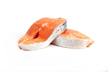 Two large pieces of fresh salmon