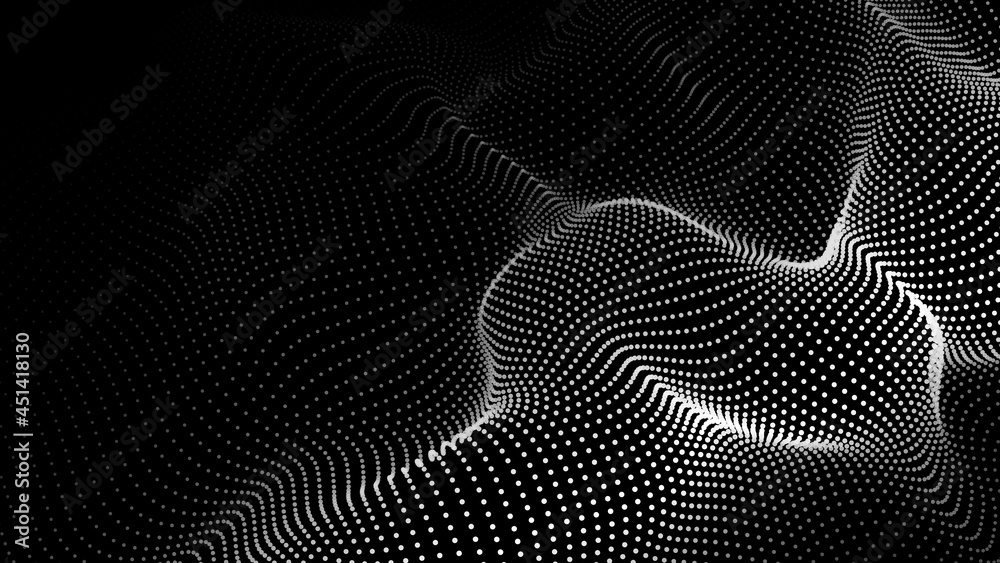 Leinwandbilder Abstract digital wave of particles. Futuristic point wave. Technology background vector. Vector illustration