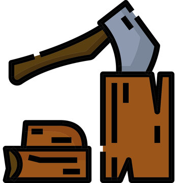 axe chopping wood block icon clip art preview