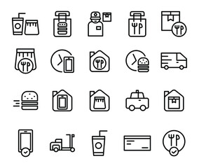 fast food icon set