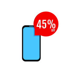45 Percent Off, Discount Sign, Special offer price signs